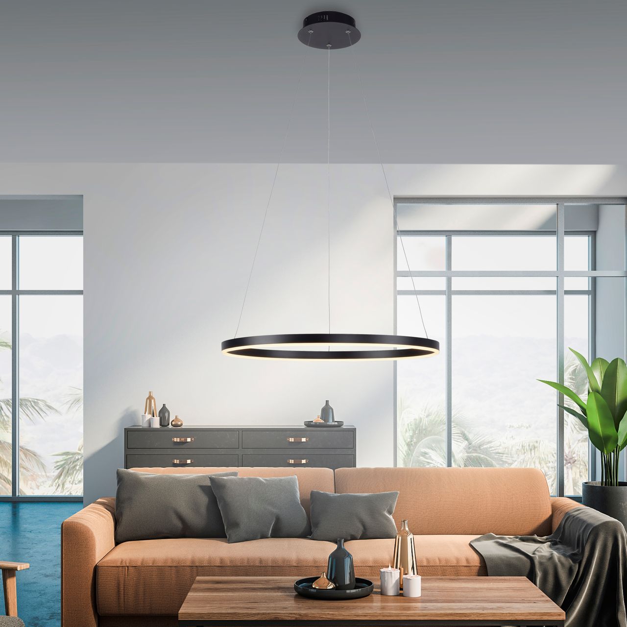 Leuchten Direkt LeuchtenDirekt LED Pendelleuchte RITUS, rund, 3-Stufen Dimmer, 3000Kelvin, Innenleuchte, IP20