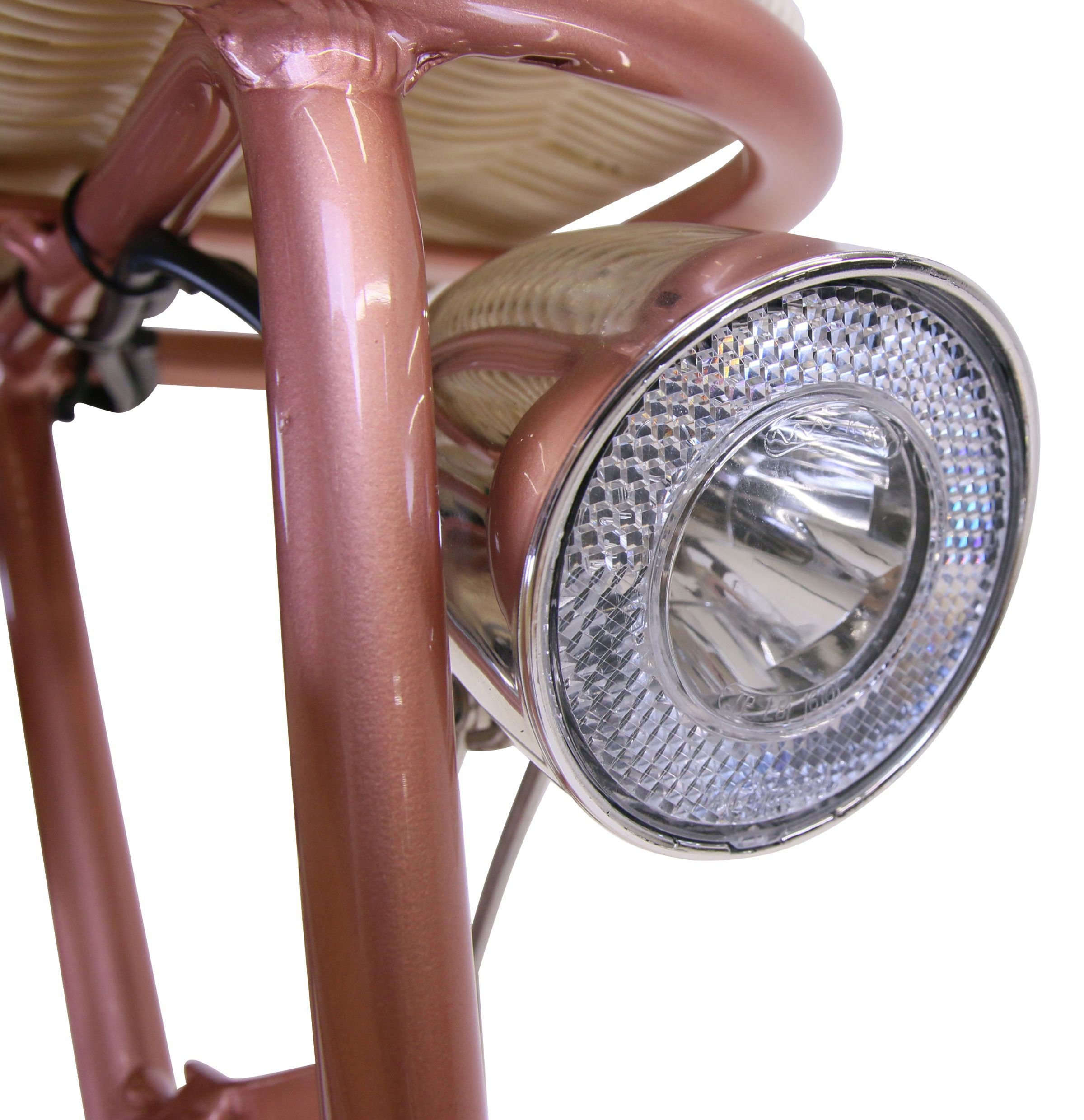 FASHION LINE Cityrad, 6 Gang Shimano TOURNEY TY 300 Schaltwerk, Kettenschaltung, mit Korb im Rattan-Look