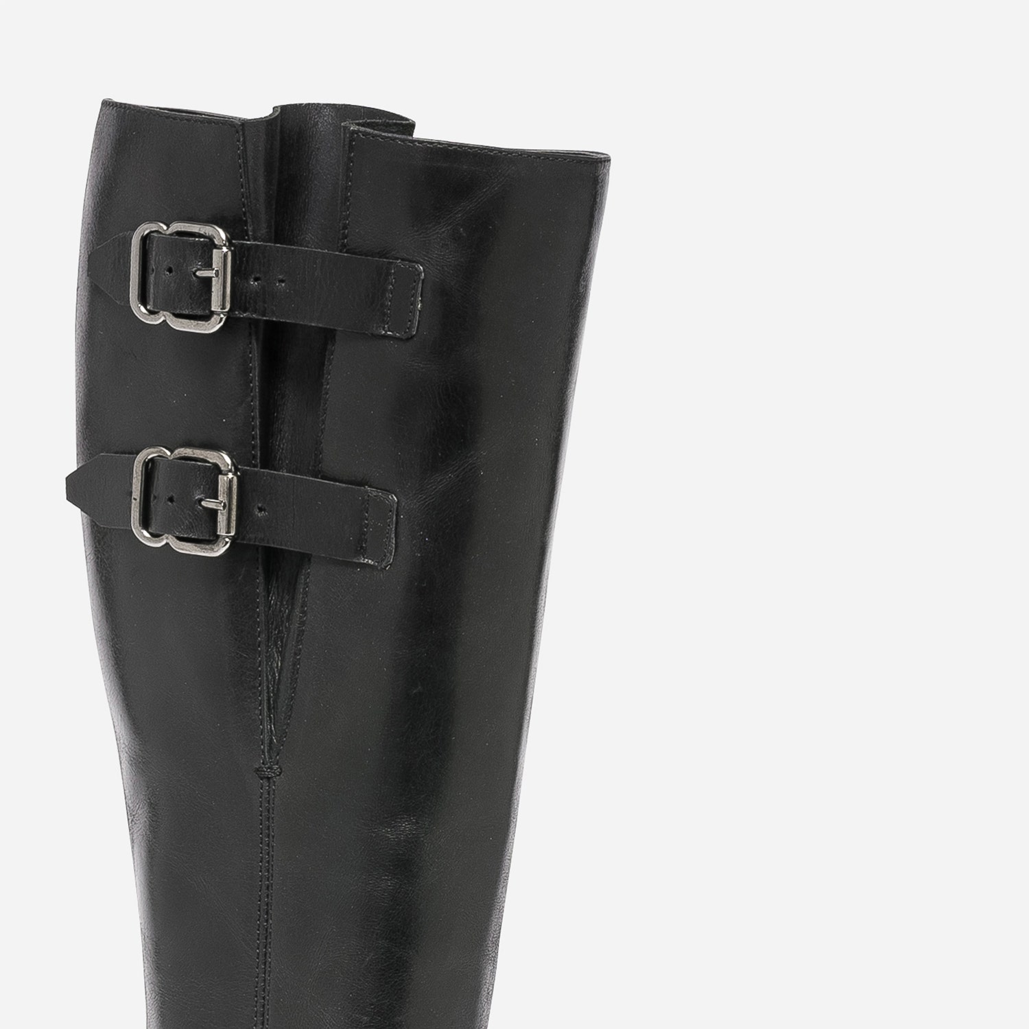 Botte noire en cuir à double boucle