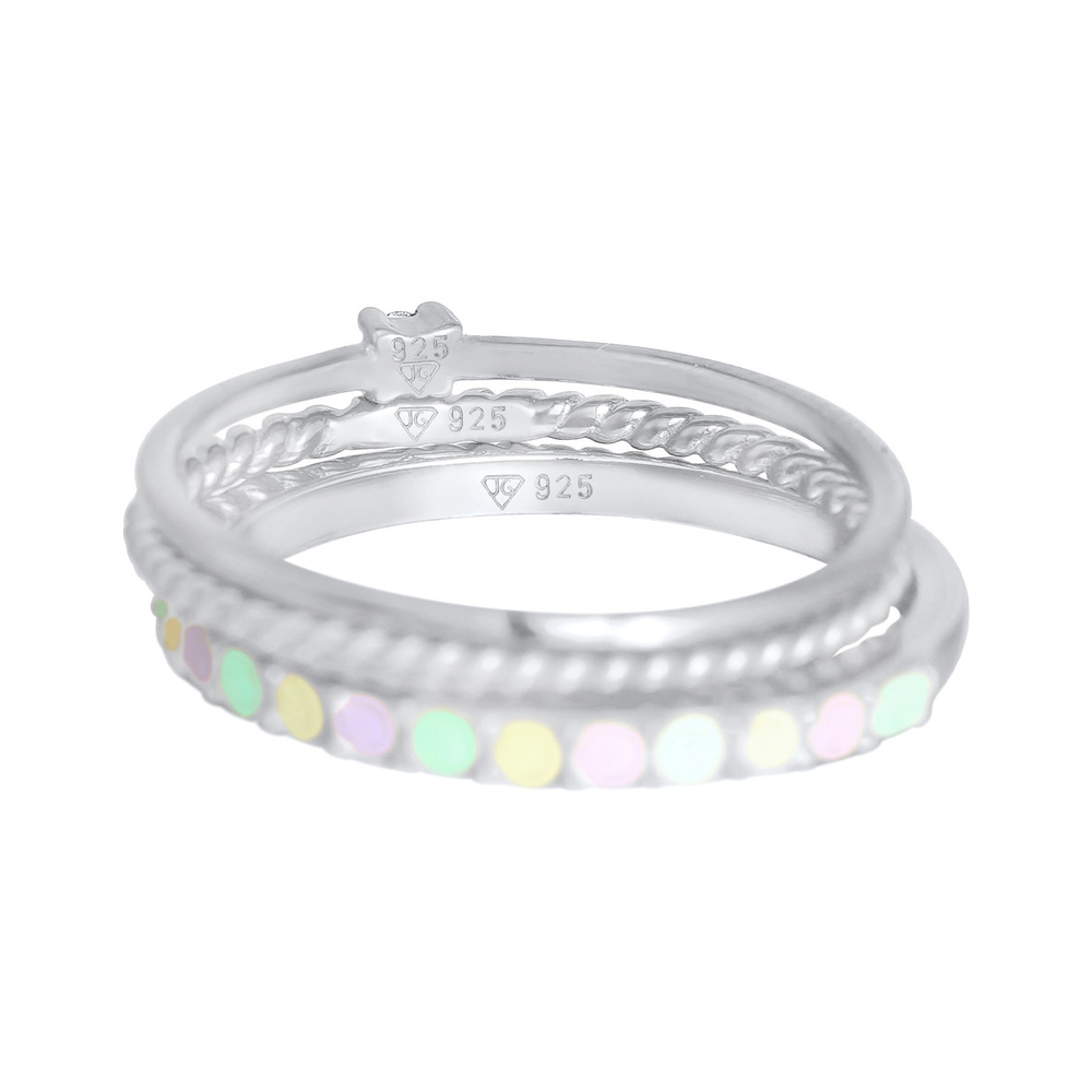 Elli Elli Bague Femmes Pile Set Moderne Solitaire Torsadé Tendance Multicolore avec Ém Bague