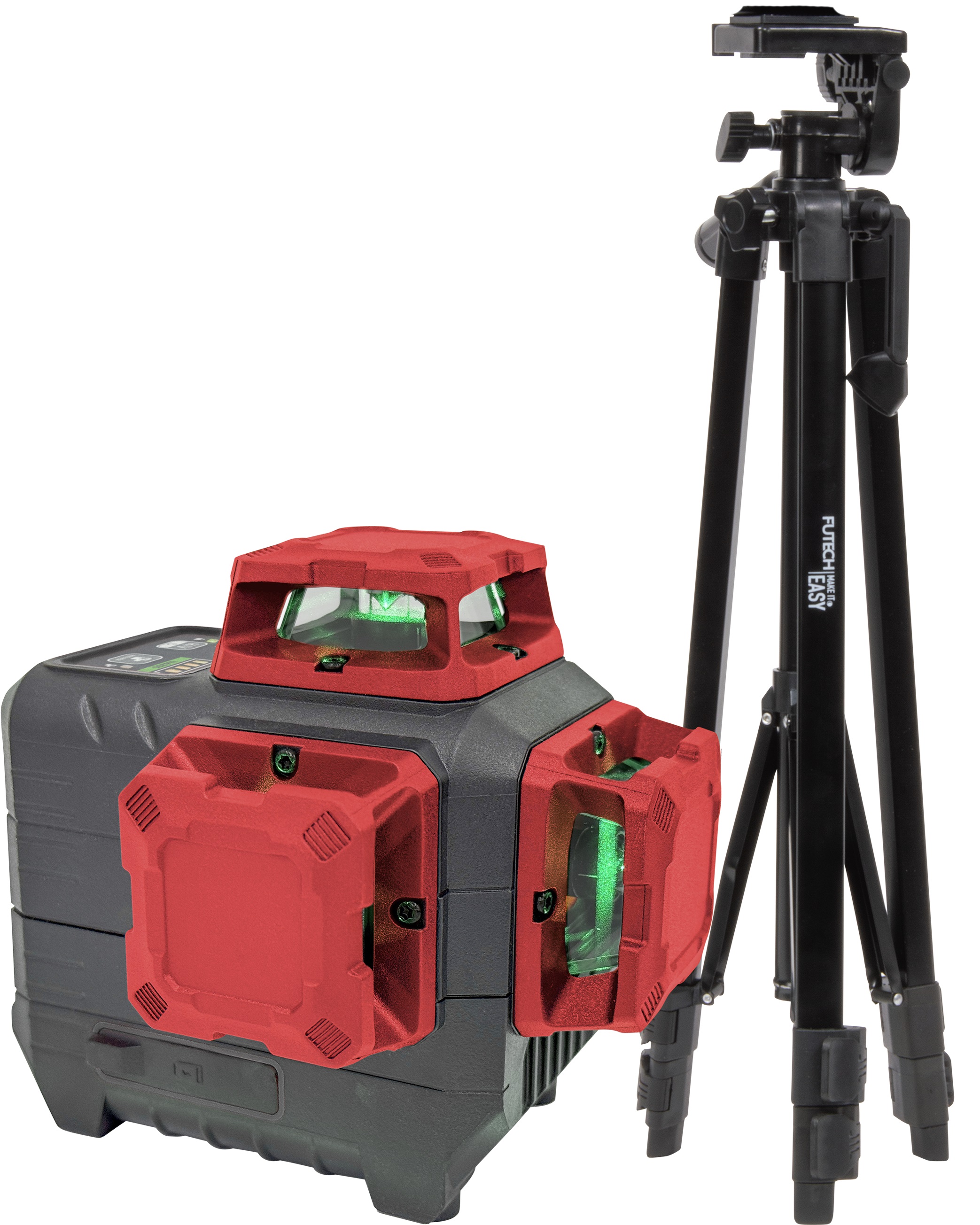 Juego de láser de línea inalámbrico Futech LL6205-S verde, 3x 360°, batería de 7,4 V y USB-C + trípode
