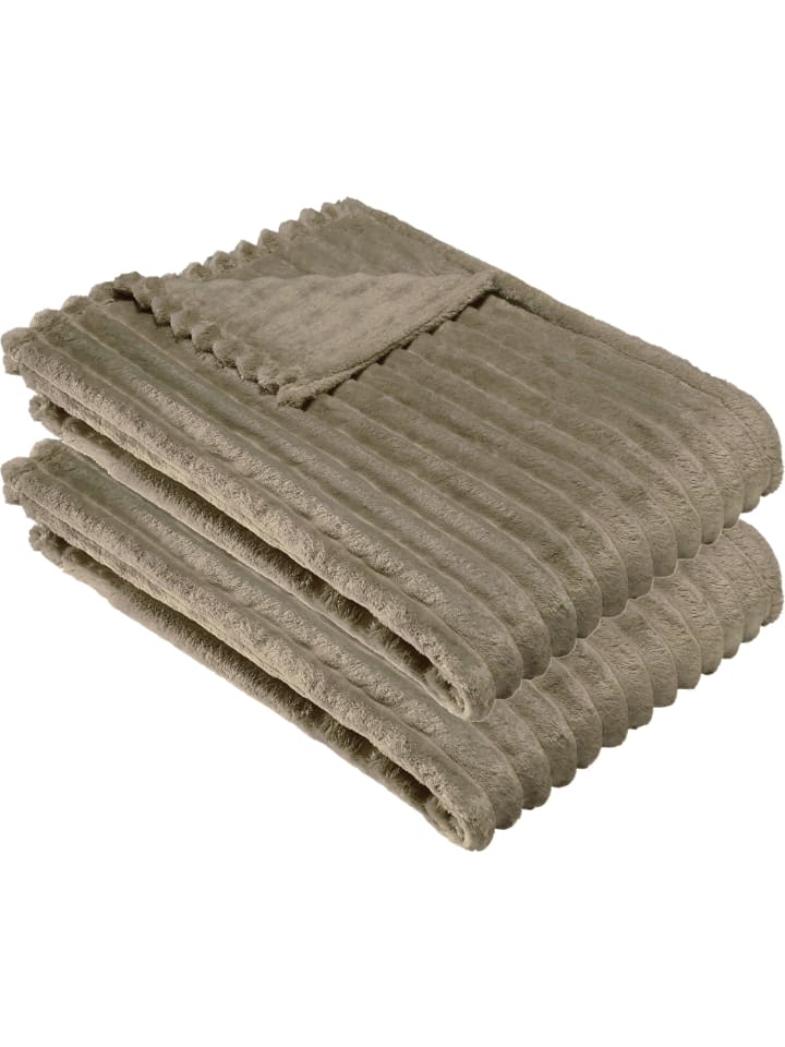 Erwin Müller Fleece, Microfaser Wohndecke 2er-Pack Aosta in taupe günstig kaufen