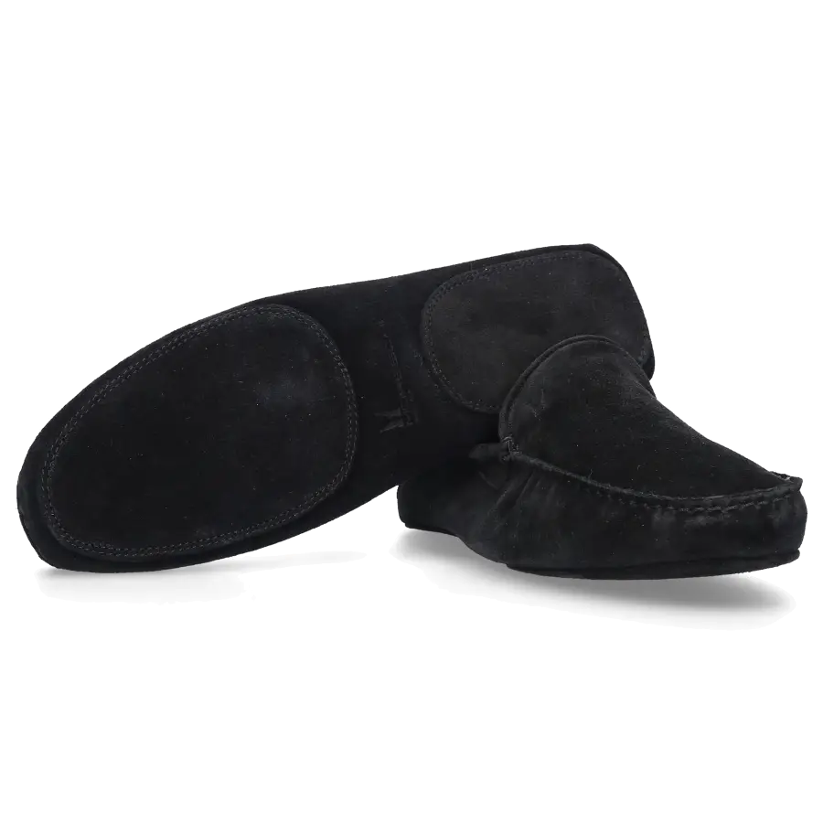 Moreschi - Pantoletten Veloursleder Logo schwarz - schwarz