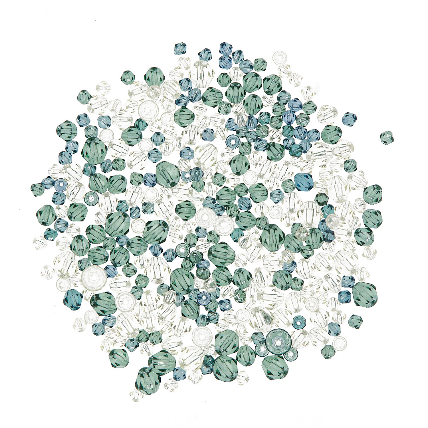 Facettierte Glasperlen, Grüntöne, 4–8 mm Ø, 50 g