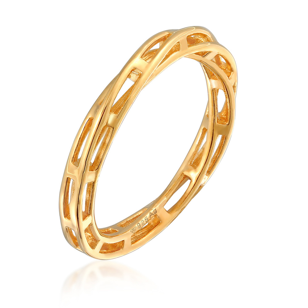 Elli PREMIUM Elli PREMIUM Bague Femmes Bande Chaînes Torsadé Tendance en Argent Sterling 925 Bague