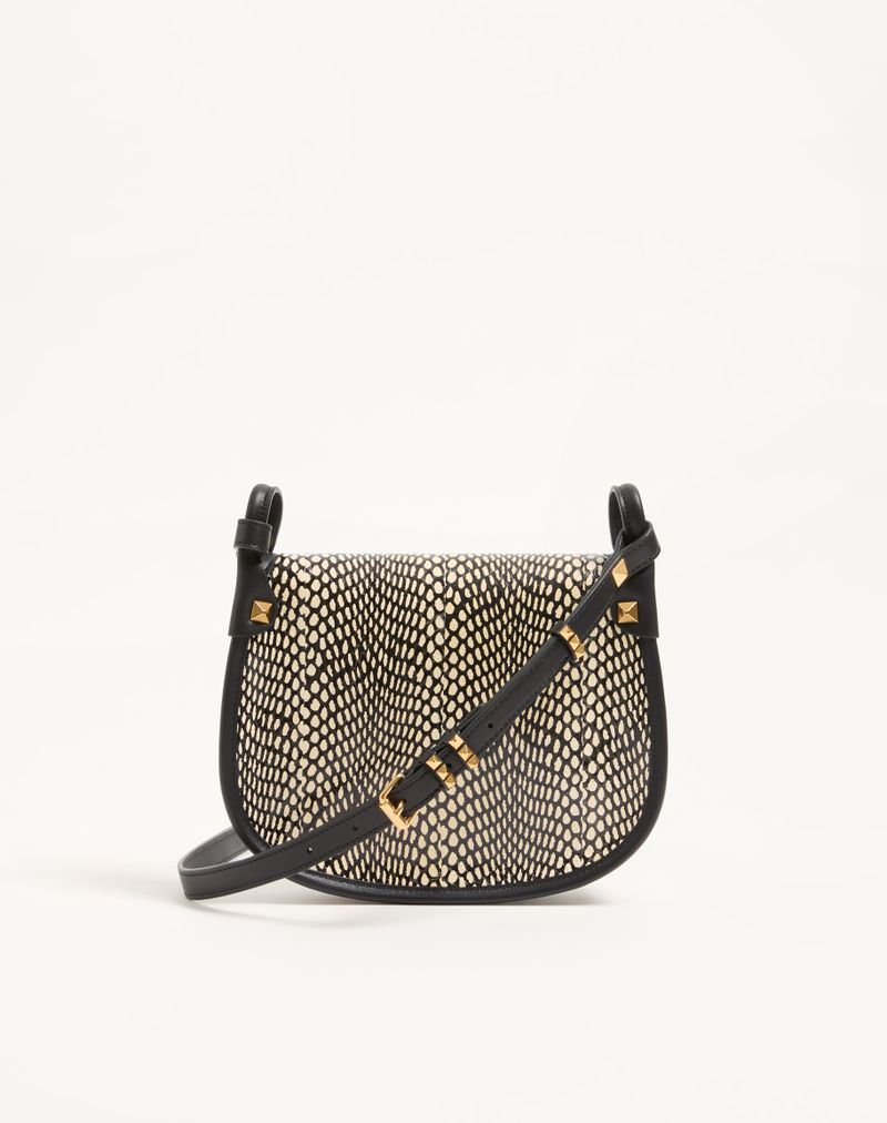 Bolsa de ombro pequena Valentino Garavani Flâneuse com estampa de cobra e formato de elaphe