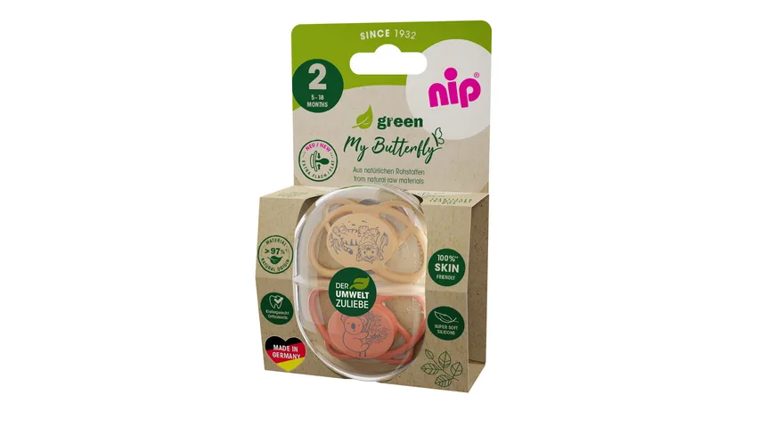 nip® Schnuller My Butterfly Green Silikon Größe 2 (5-18 Monate)