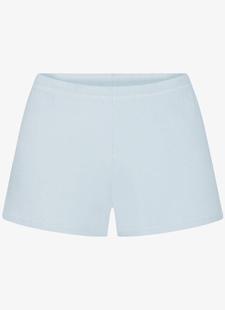 SKIMS  Cotton Rib mid waist straight fit korte loungebroek met ribstructuur