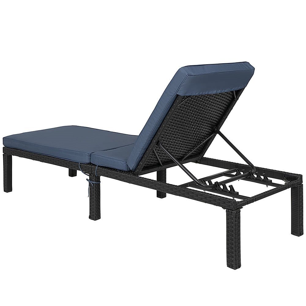 Mucola Gartenliege Sonnenliege Polyrattan Gartenliege mit Auflage Loungeliege, hochwertiges Polyrattan, verstellbar, inkl. Auflage
