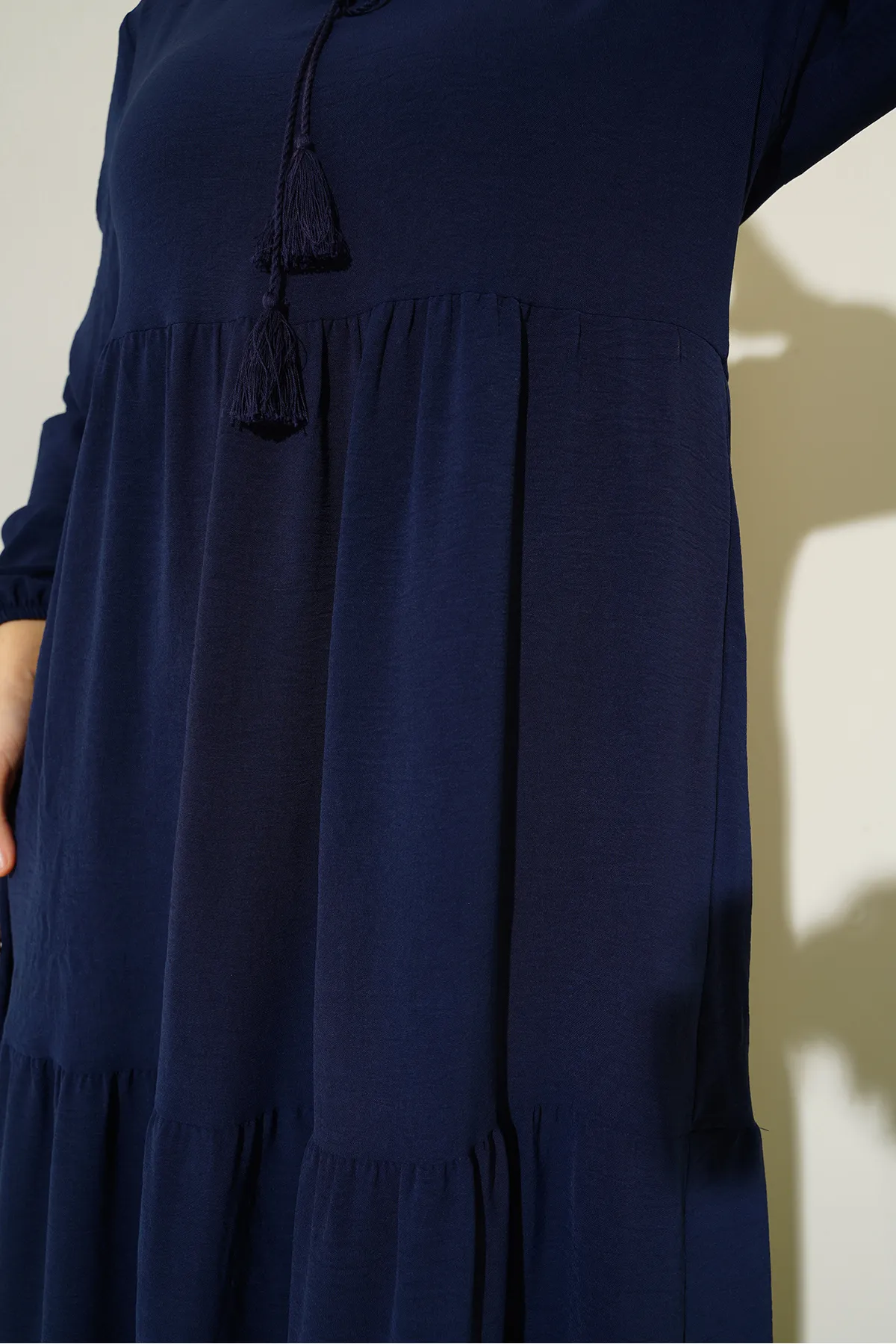 Bigdart  Hijab-Kleid mit Kragen und Schnürung - Marineblau