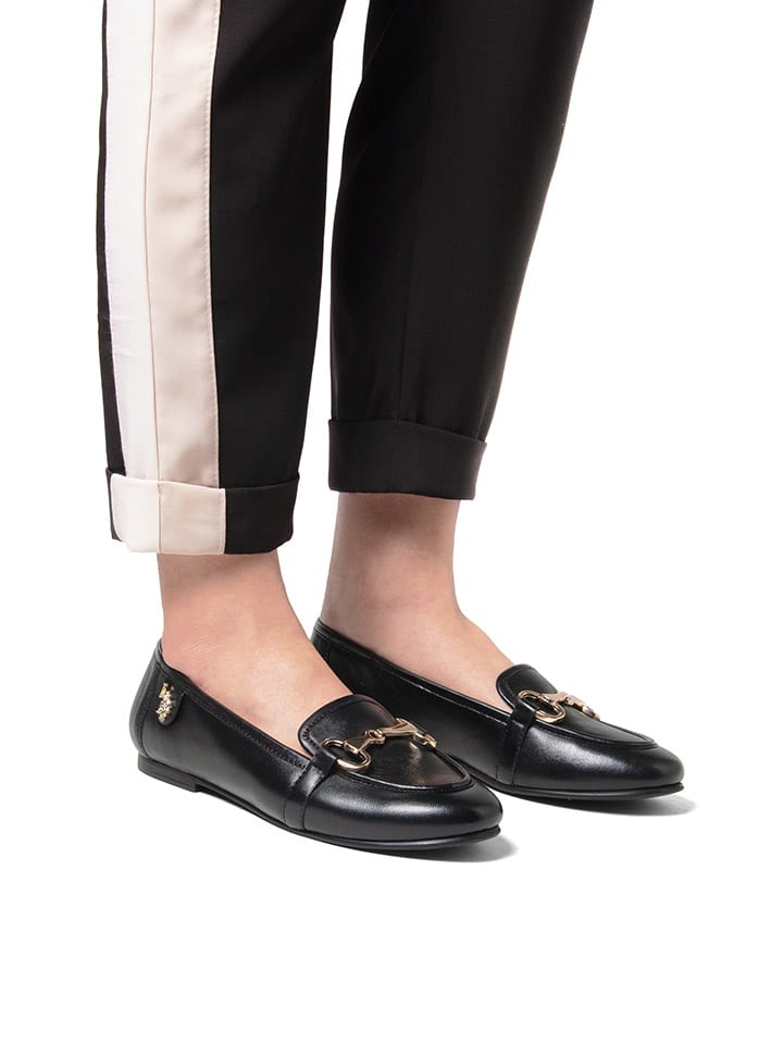 U.S. Polo Assn. Leder-Mokassins in Schwarz günstig kaufen