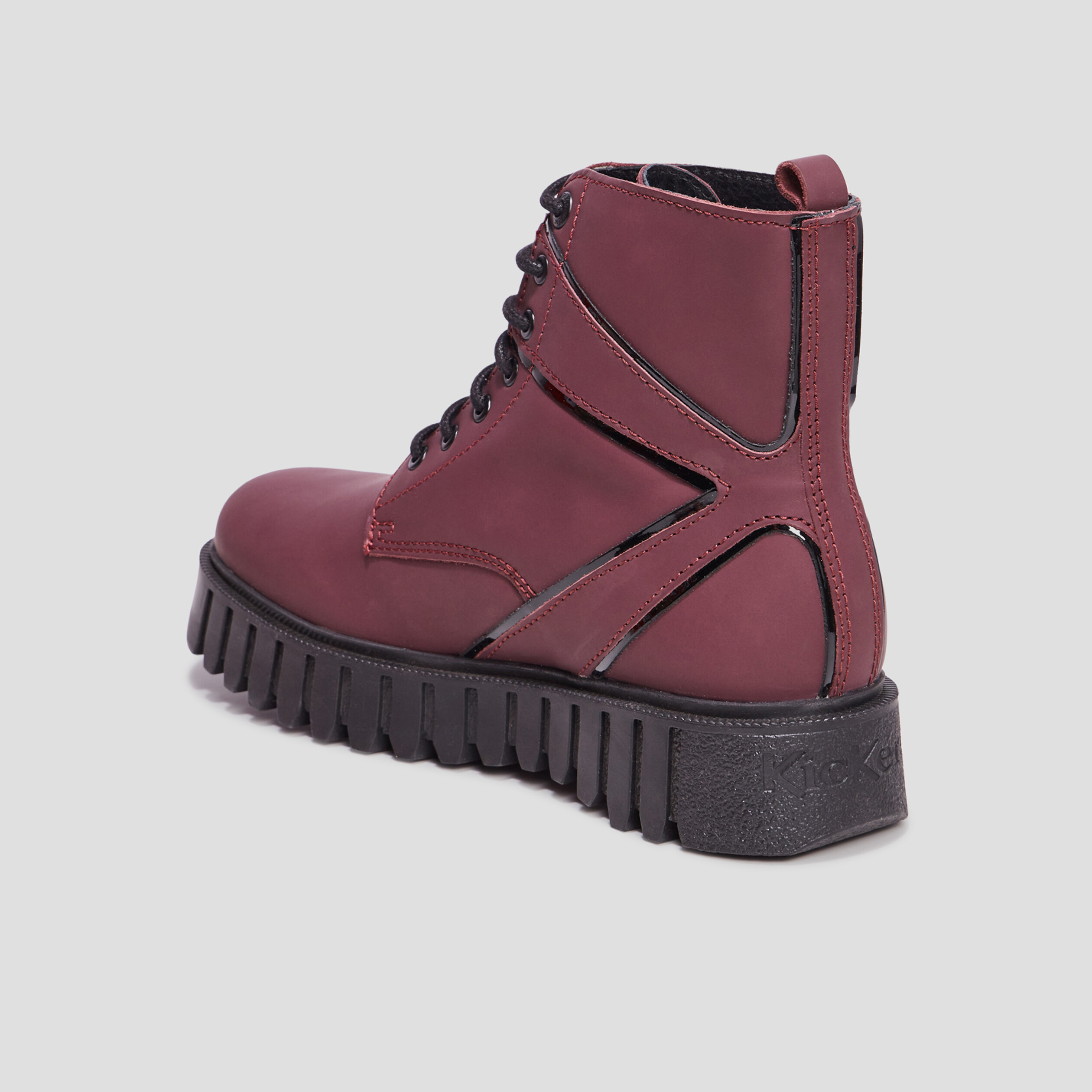 Bottines en cuir Kickers Kickfab bordeaux femme | La Halle