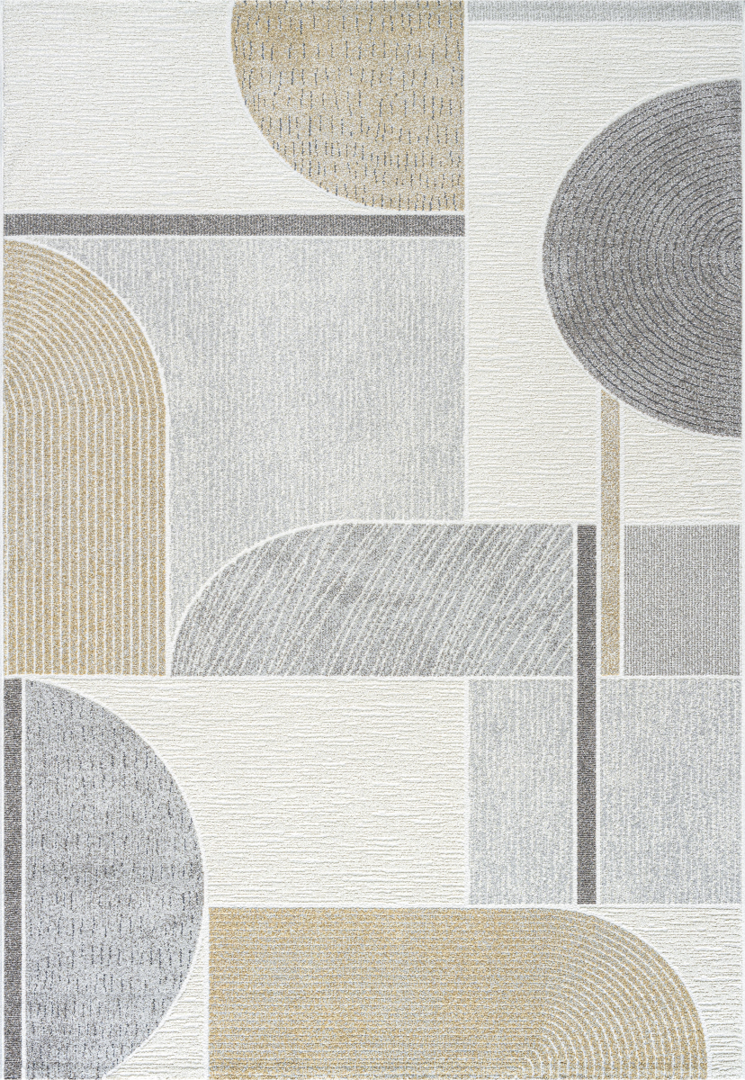 Webteppich Varis Hellgrau-Grau-Gold 80 x 150 cm