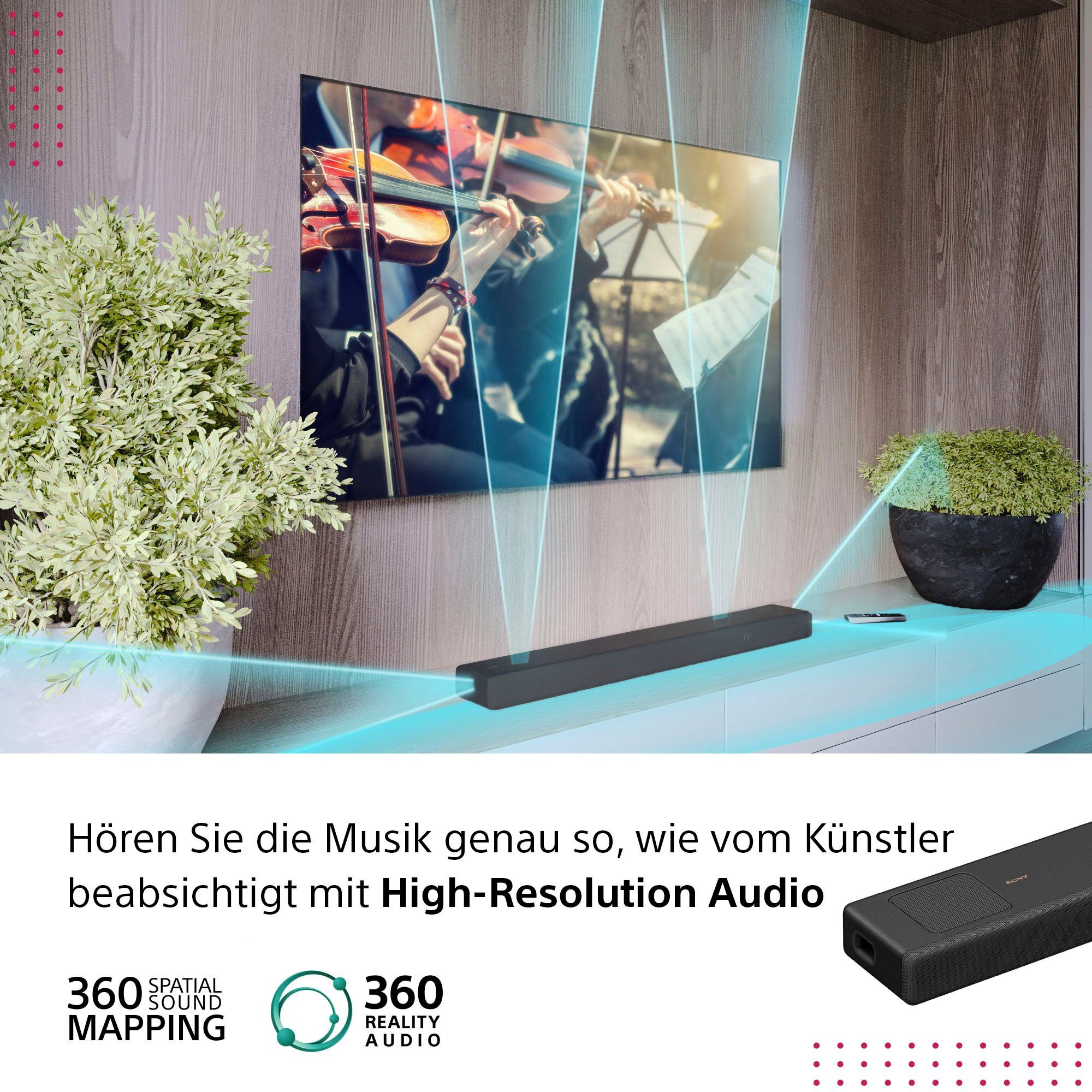Sony HT-A5000 5.1.2-Kanal Surround Sound Premium 5.1.2 Soundbar (Bluetooth, WLAN, 500 W, mit integriertem Subwoofer, Vertical-Sound-Engine-Technologie)
