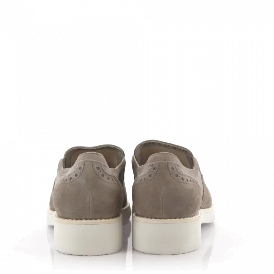 Santoni - Loafer Kalbsleder Veloursleder Lochmuster grau - grau
