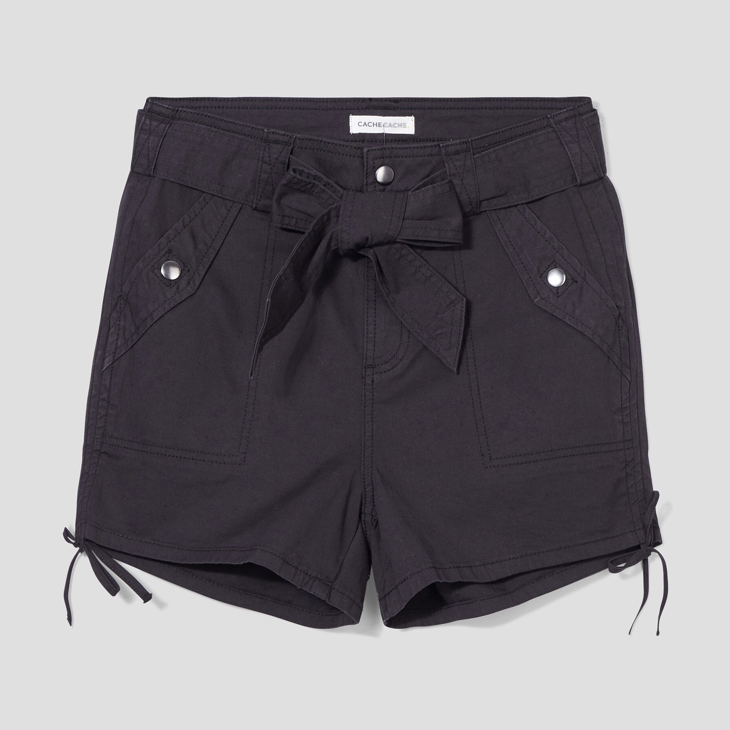 Short droit ceinturé noir femme | Cache Cache