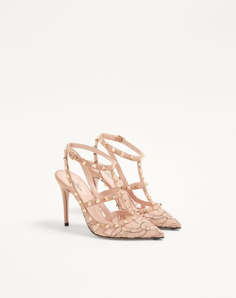 Rockstud pumps i blonde med 100 mm stropper