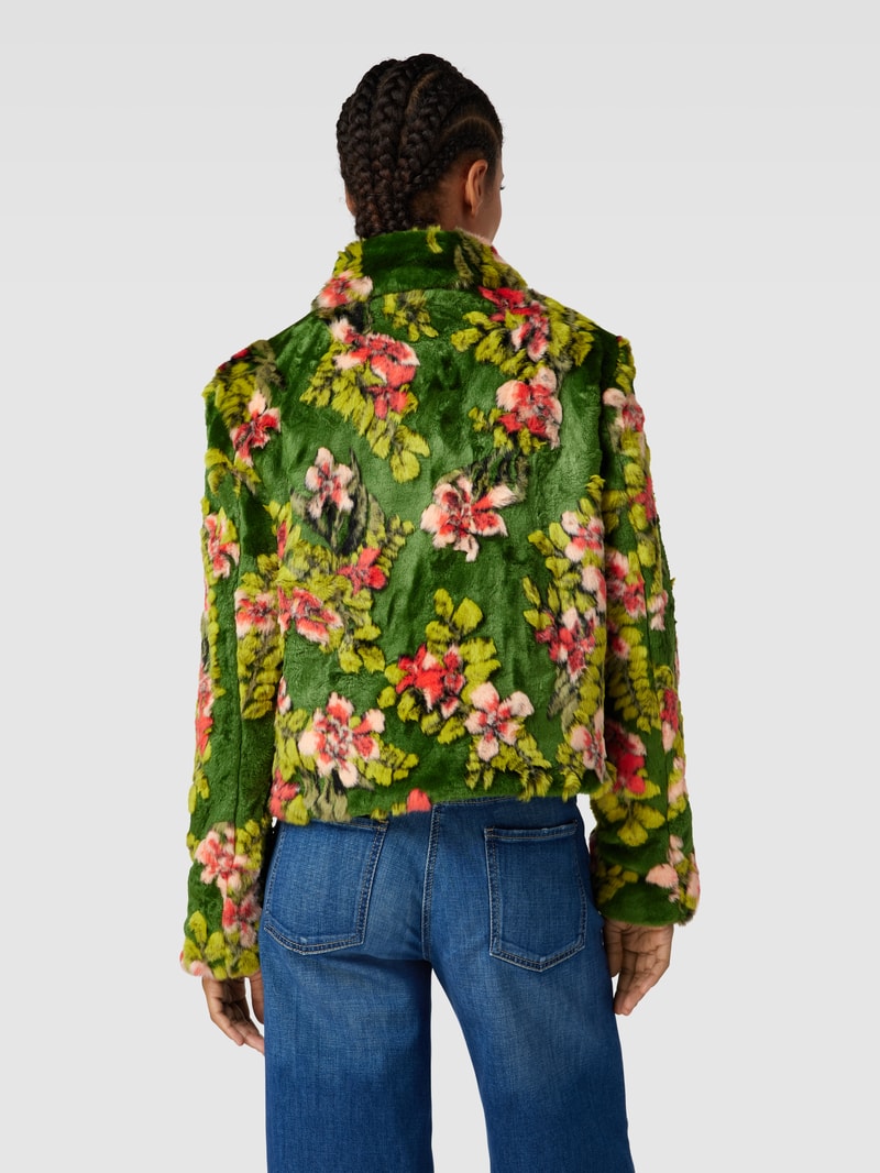 Jacke aus Kunstfell im Allover-Look in grün