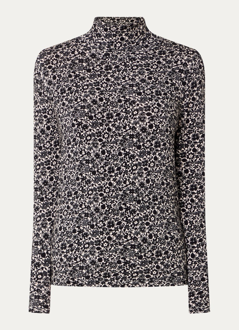 Cămașă Aurélie cu mânecă lungă, guler înalt și imprimeu floral, de la Gerard Darel.