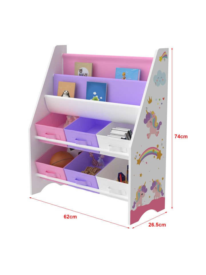 en.casa Kinderregal Ponteceso in Lila Rosa (H)74cm (B)62cm (T)26.5cm günstig kaufen onesize