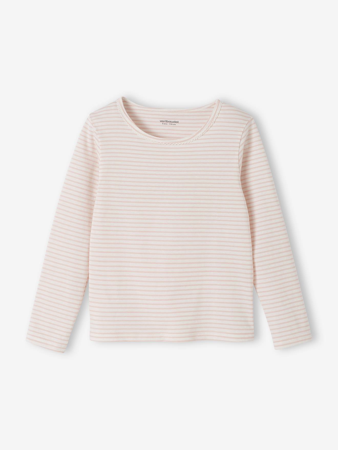 Lot de 3 T-shirts manches longues fantaisie fille BASICS rose nude