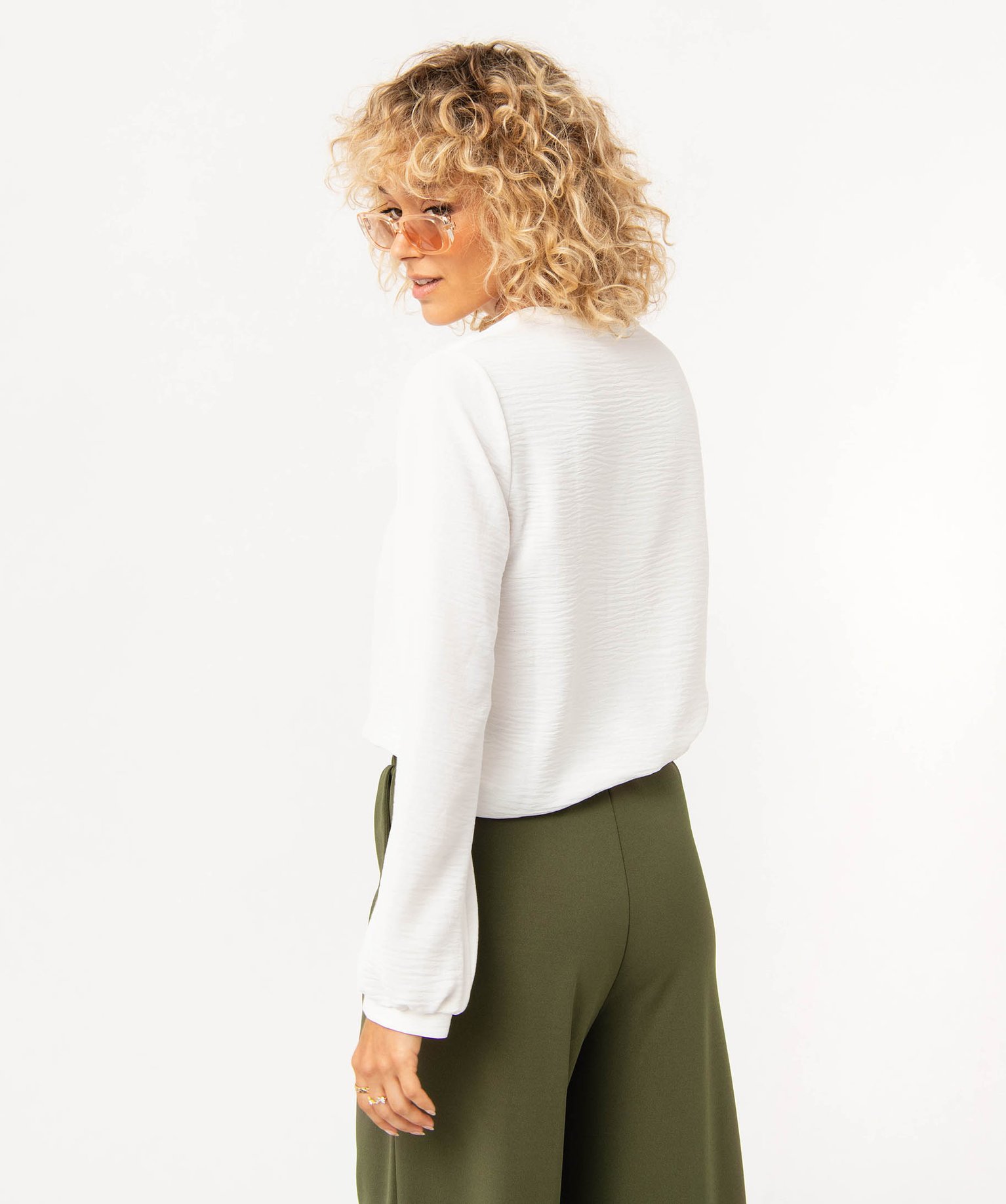 Blouse unie avec col rond boutonné femme ecru | GEMO