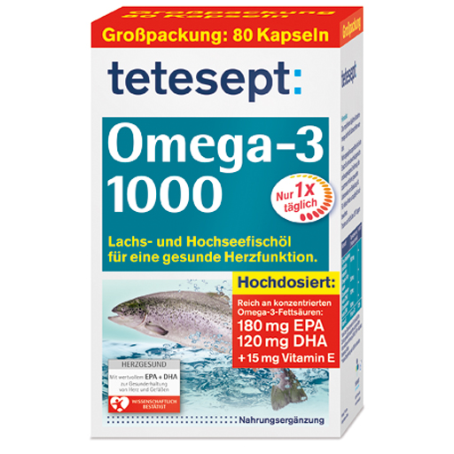TETESEPT Omega-3 1000 Kapseln  80 St  Kapseln