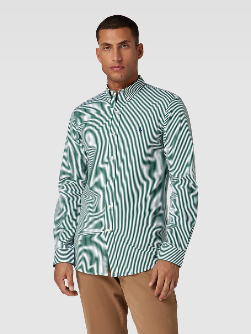 Slim Fit Freizeithemd mit Button-Down-Kragen in hellgrün