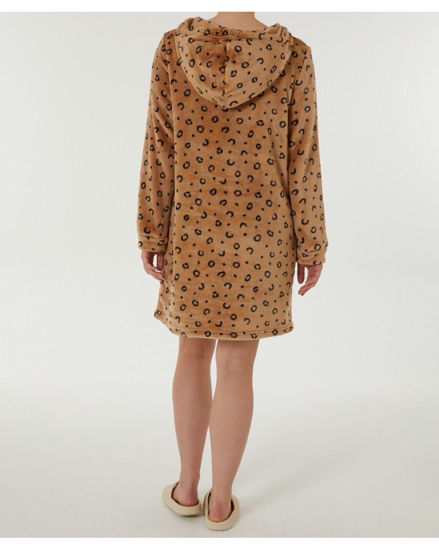 Fleece-Kleid mit Leoprint