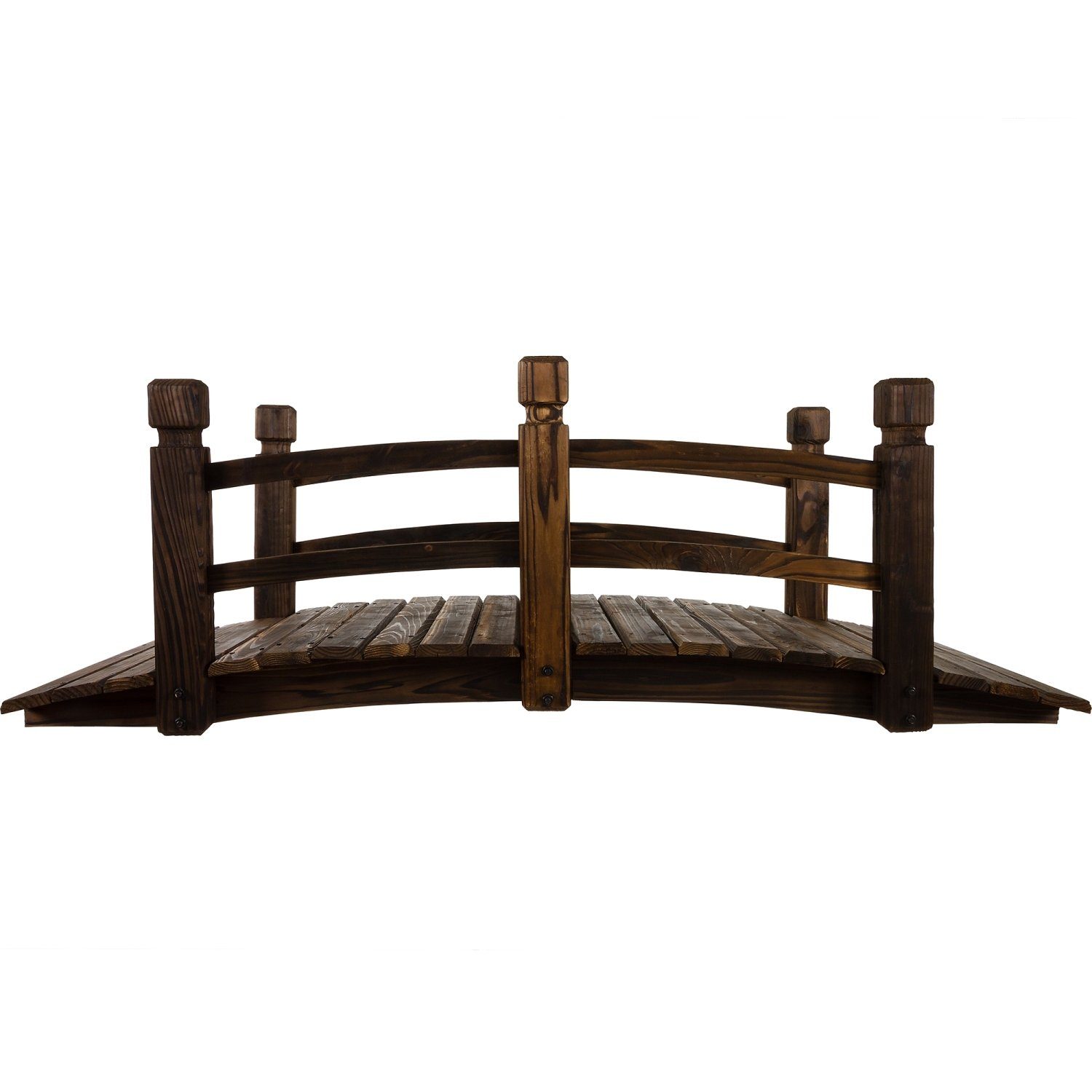 STILISTA Zierbrücke Holzbrücke Gartenbrücke Teichbrücke Dekobrücke, 150 x 65 x 53 cm, mit Geländer, geölt, Farbwahl