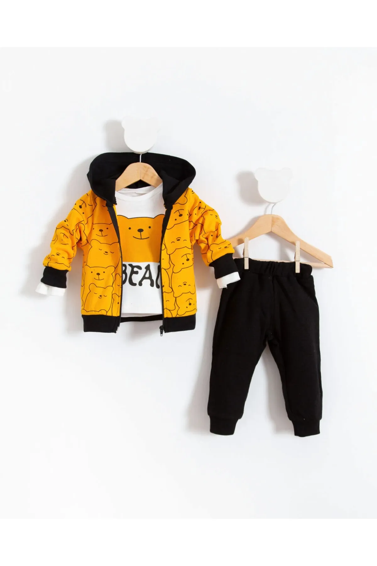 Bubito  Gemustertes 3-teiliges Babyset „Hello Bears“.