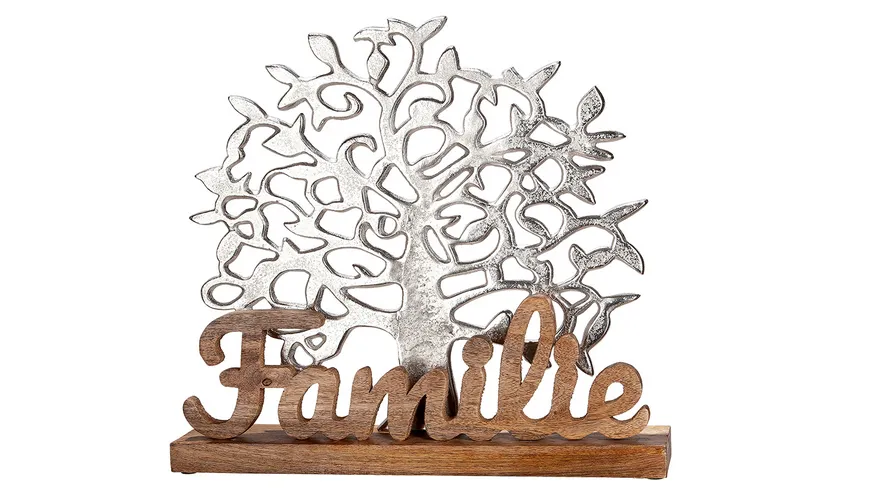 GILDE Aluminium Lebensbaum Familie H=41cm silber