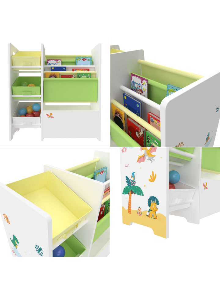 en.casa Kinderregal Vimianzo in Gelb Grün (H)60cm (B)65cm (T)30cm günstig kaufen onesize