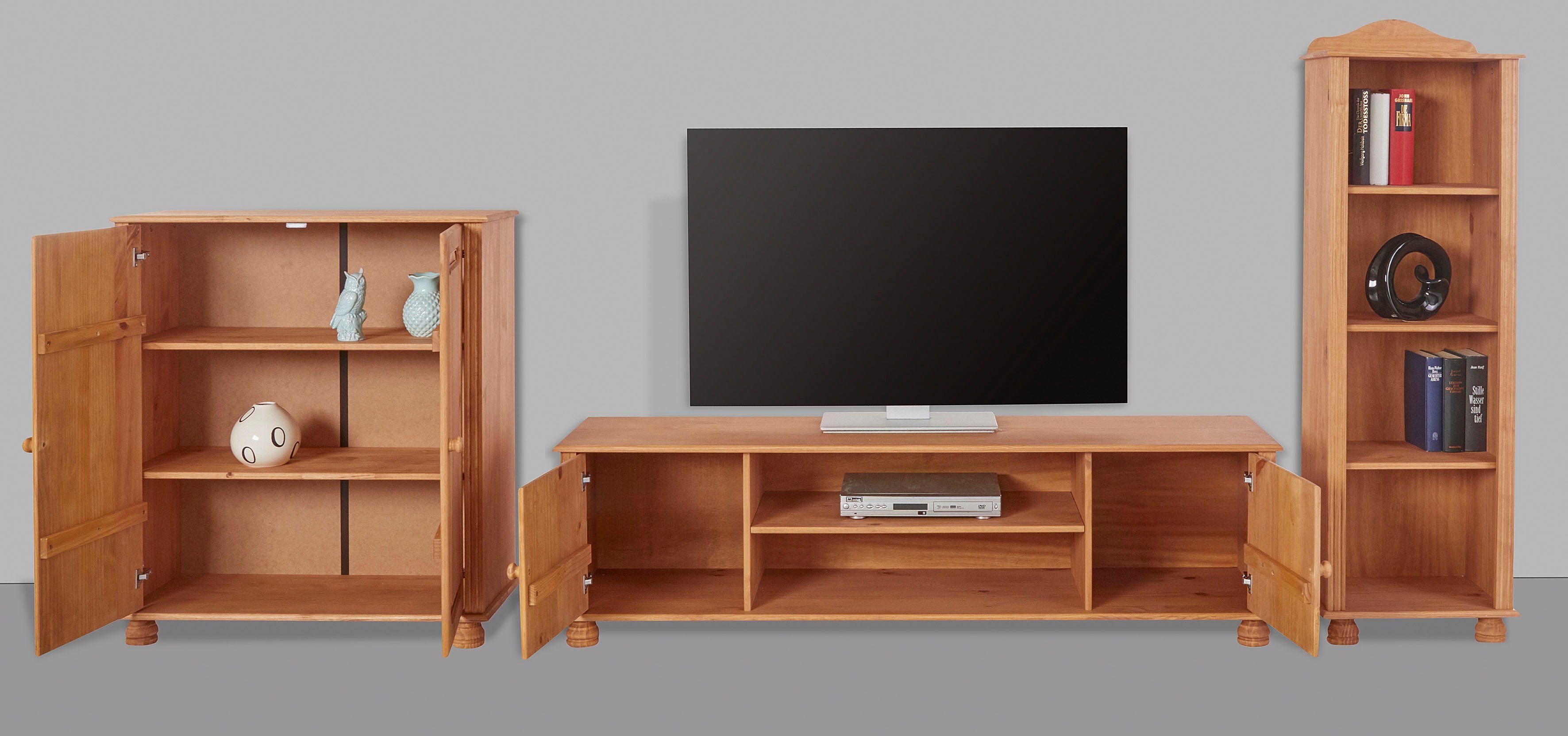 Home affaire Wohnwand Mette, (3-St), 1 Midischrank, 1 Bücherregal und 1 Lowboard ohne Wandboard
