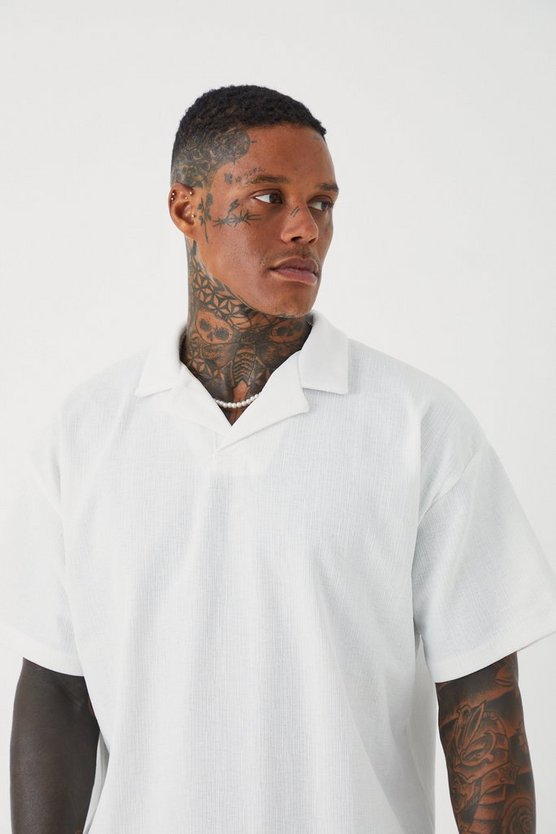 Strukturiertes Oversize Poloshirt