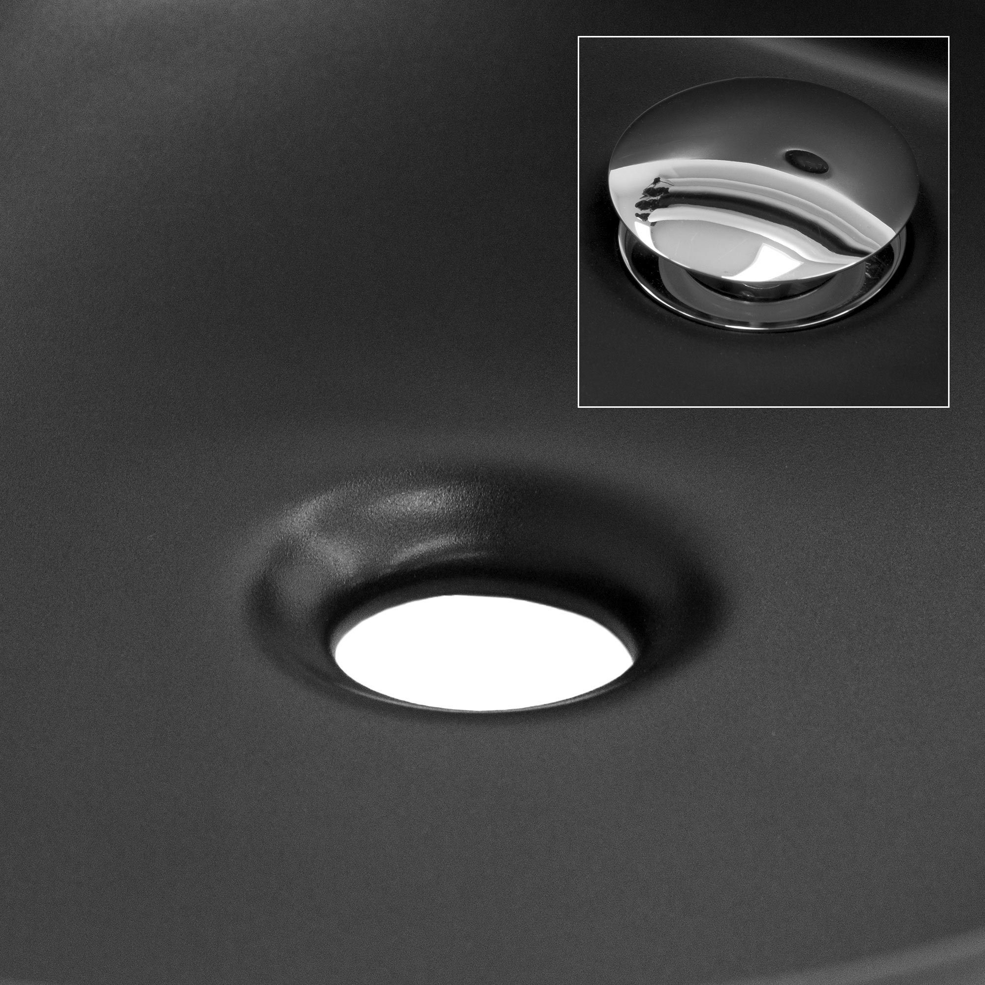 ML-DESIGN Waschbecken Aufsatzwaschbecken Waschtisch Waschschale Waschplatz Handwaschbecken, Keramik Schwarz matt Ø415x135mm Runde Modern