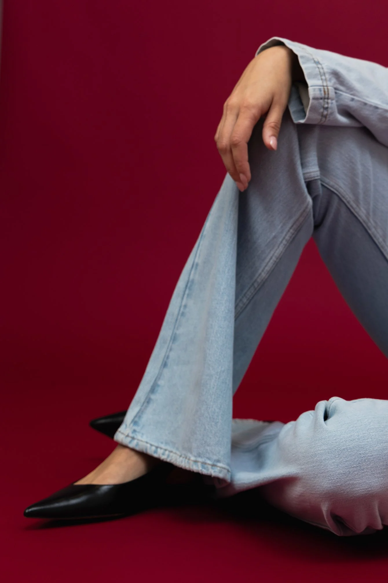 Ausgestellte Jeans mit hoher Taille