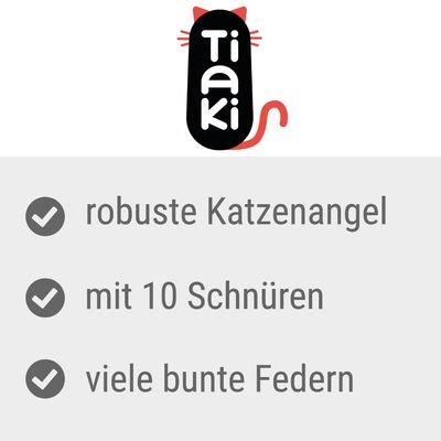 TIAKI Katzenangel mit Schnüren & Federn