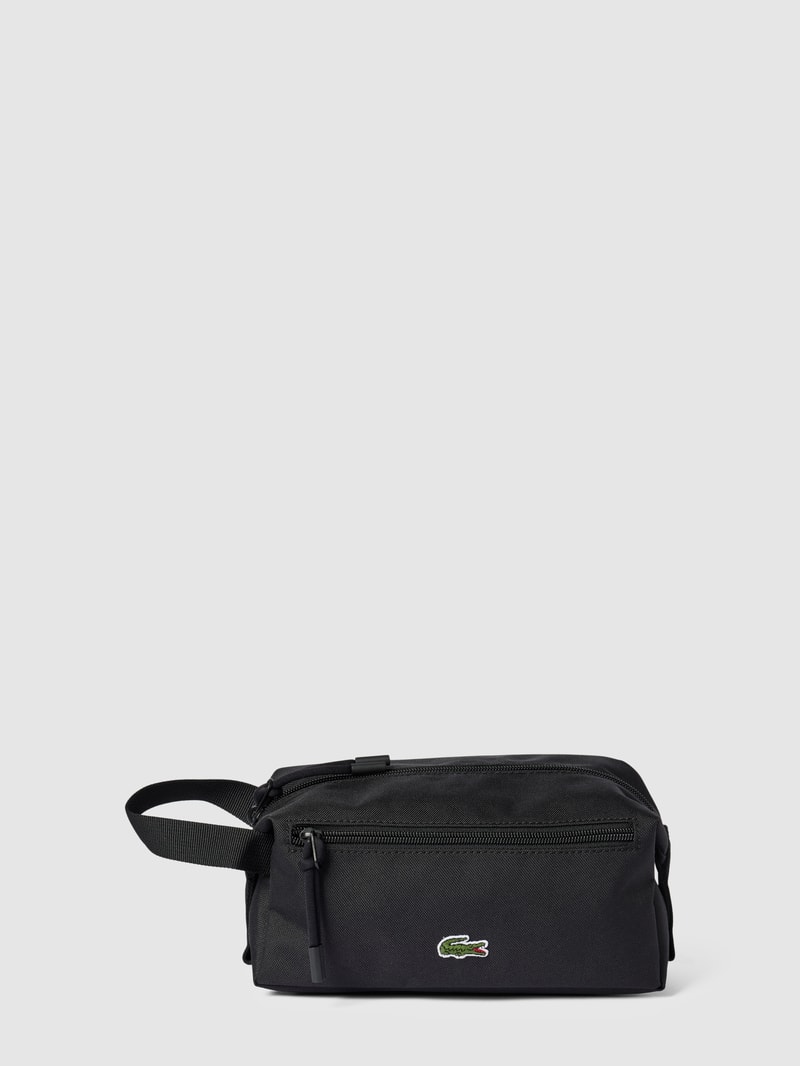 Kulturtasche mit Label-Patch Modell 'Toilet Kit' in schwarz