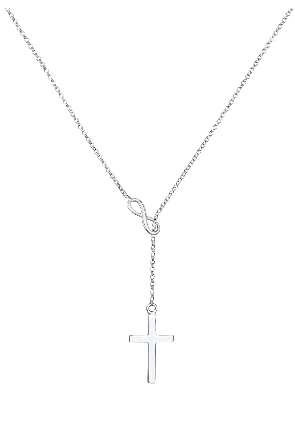 ELLI  Halskette Y-Kette Kreuz Infinity Symbol 925 Silber