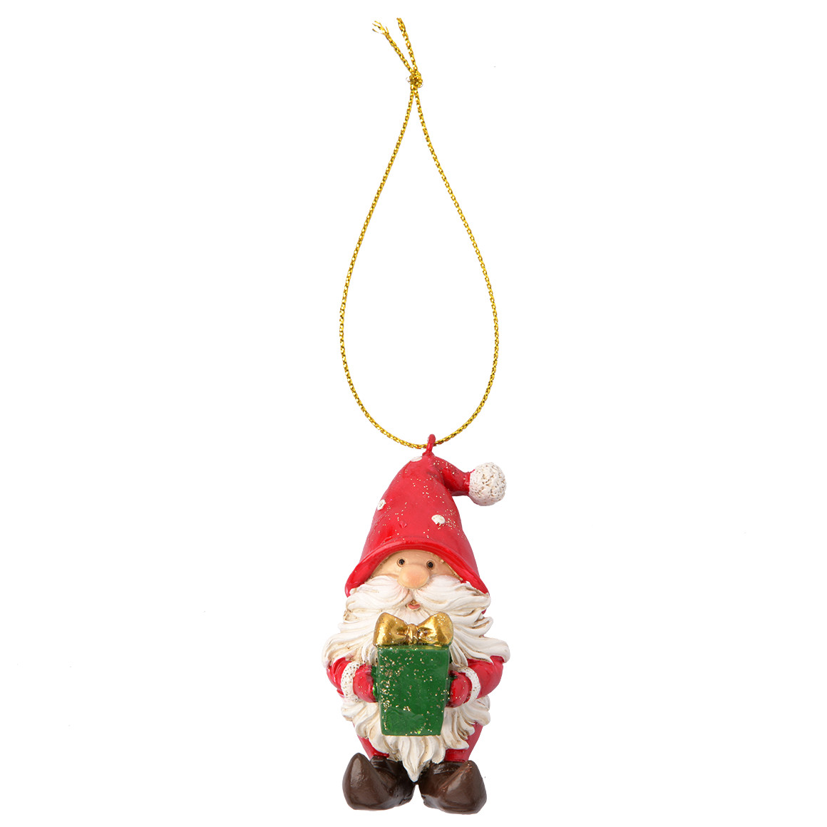 Dekofigur Weihnachtsmann mit Aufhängeschlaufe rot / weiss / grün