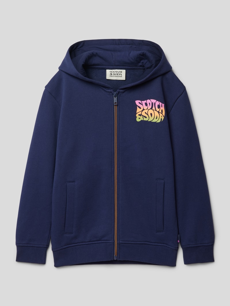 Relaxed fit Sweatjacke mit Label-Print in blau