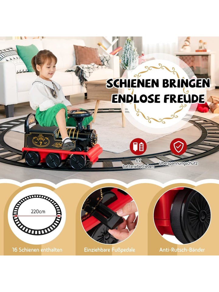 COSTWAY Aufsitz Lokomotive mit Bahn in Schwarz günstig kaufen onesize