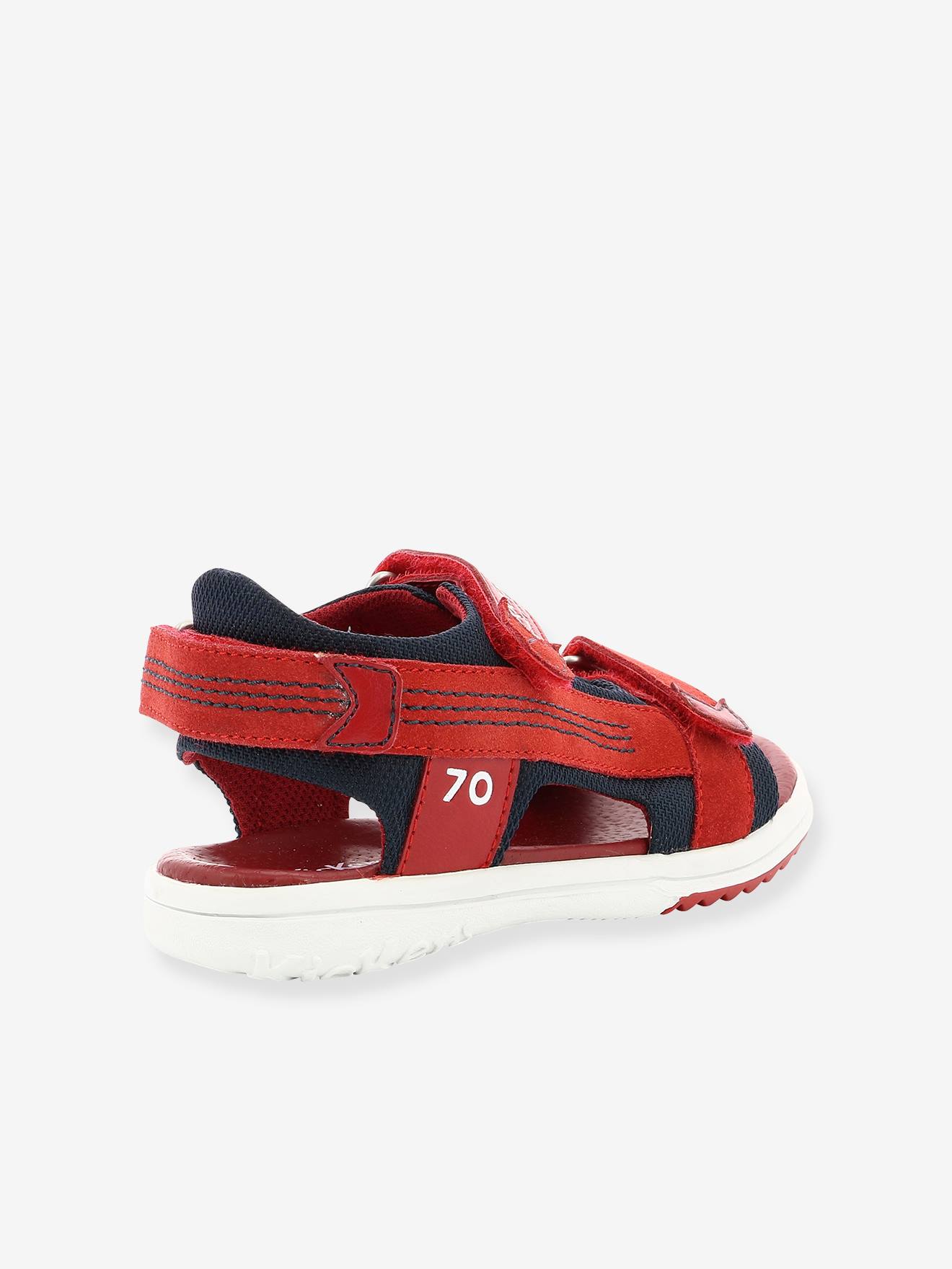 Sandales cuir garçon Plane KICKERS® rouge marine
