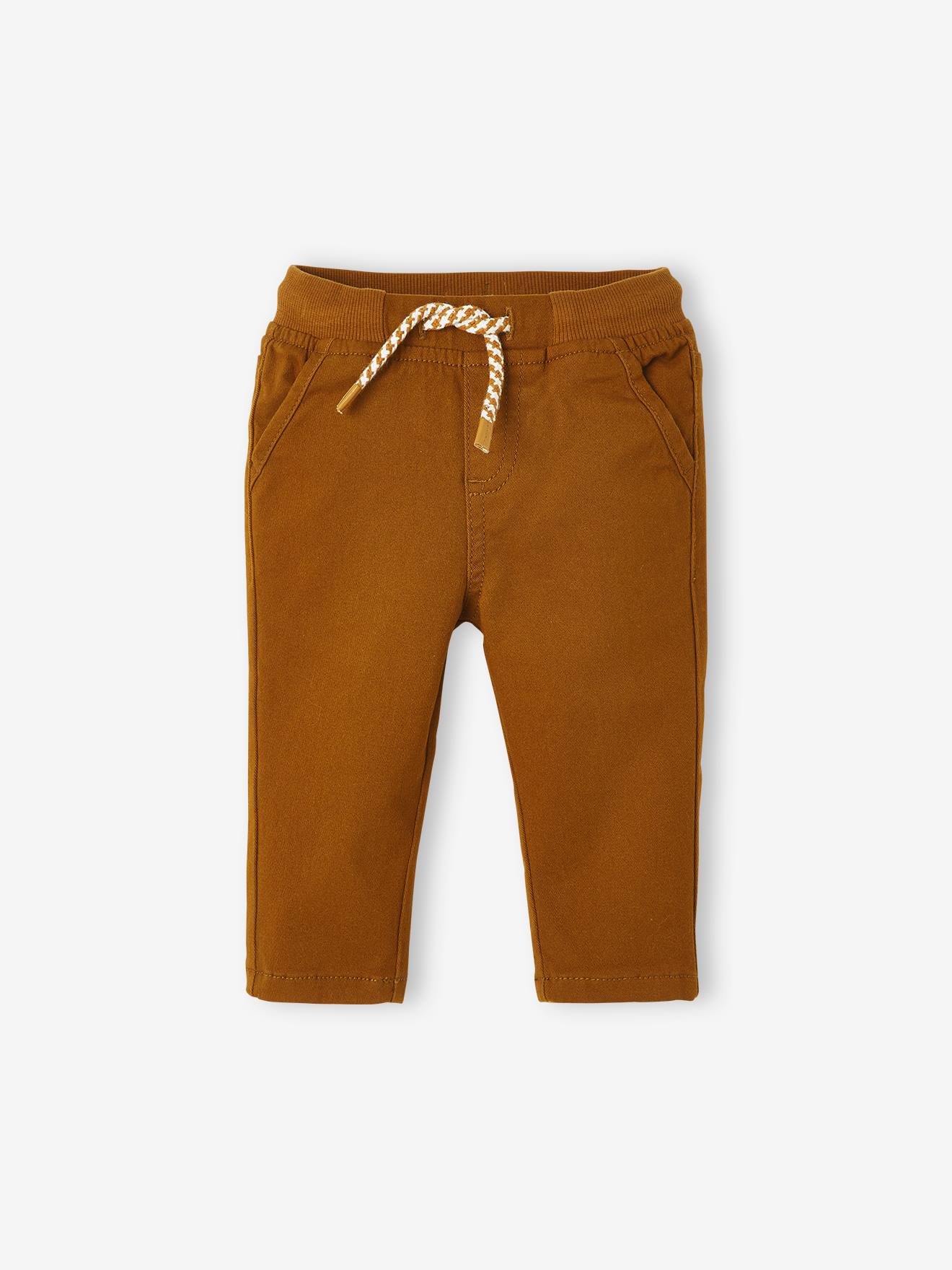 Pantalon en sergé doublé bébé garçon beige poudré