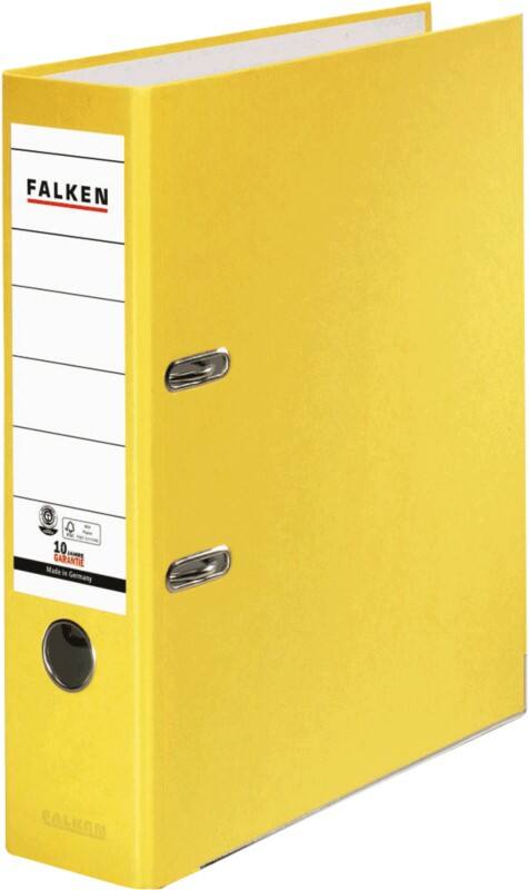 Falken Ordner DIN A4 80 mm Gelb 2 Ringe 11285772 Pappkarton, PP (Polypropylen)