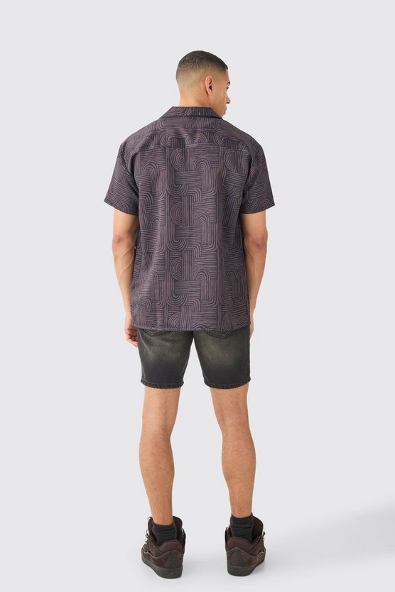 Kurzärmliges Oversize Satin-Hemd