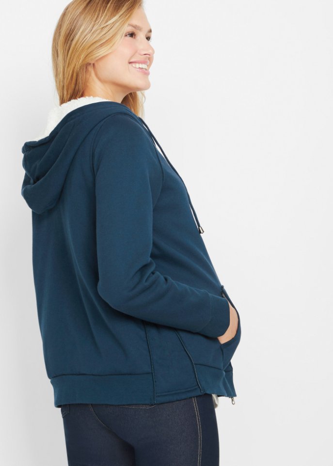 Umstands-Sweatjacke mit Baby-Einsatz und flauschiger Innenseite