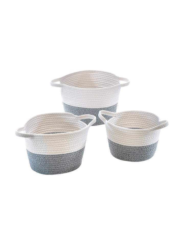 kobolo 3tlg. Set Aufbewahrungskorb COTTONRND3 in Grau günstig kaufen onesize