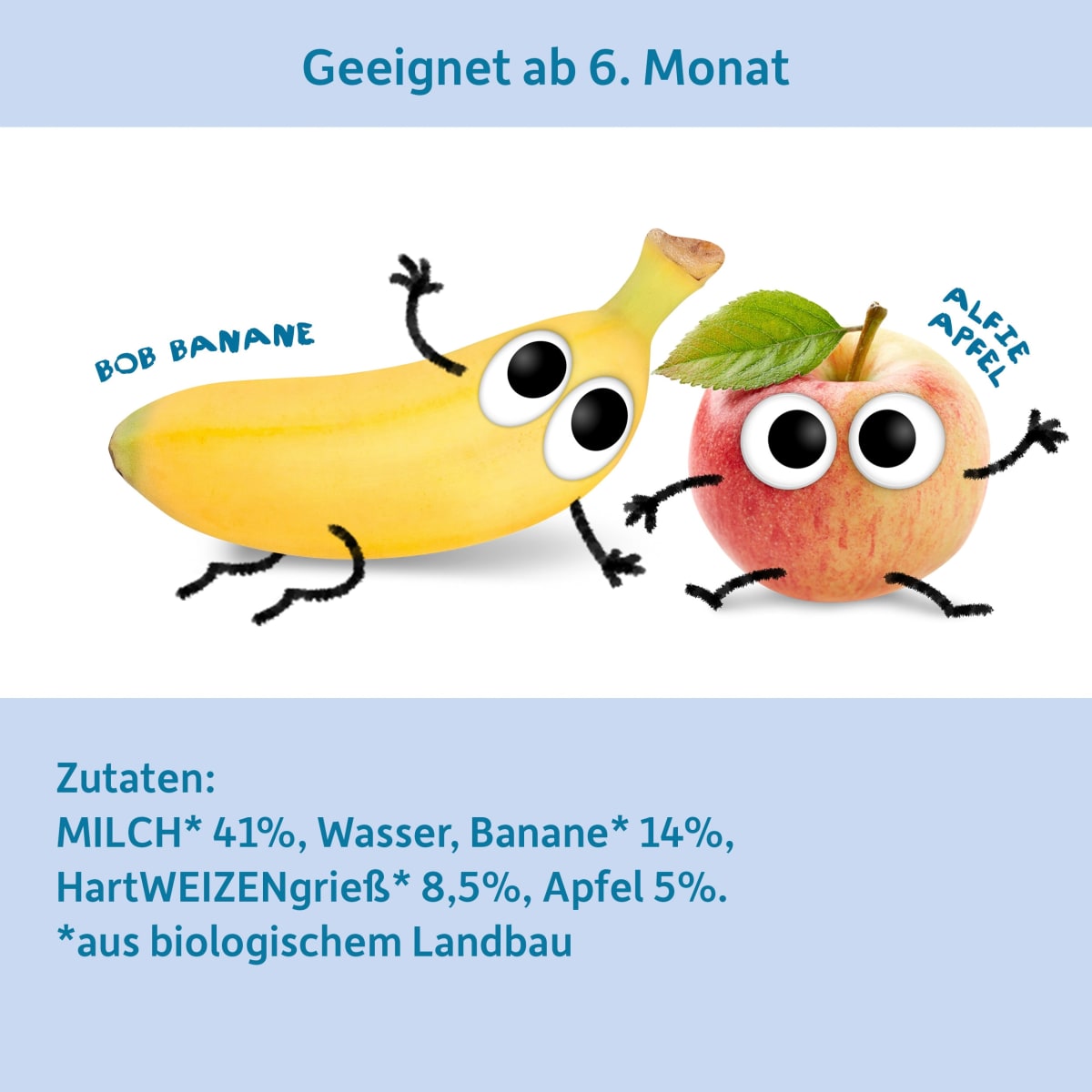Abendbrei Banane, Apfel, mit Grieß ab dem 6.Monat, 190 g